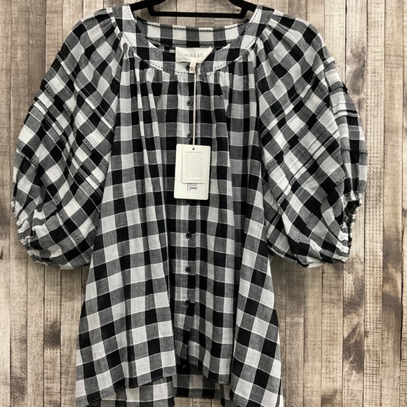 THE GREAT BLACK AND GRAY CHECKERED BLOUSE BRAND NEW NWT - Picture 3 of 7